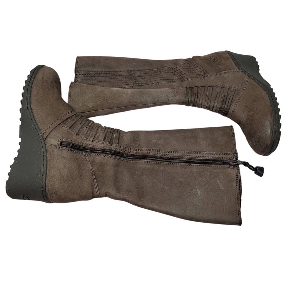 KEEN High Brown Nubuck Leather Tall Wedge Heel Boots Women 5.5